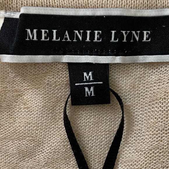 Melanie Lyne Open Cardigan Women Medium Tan Faux Suede Draped Front Knit Back - Picture 7 of 8